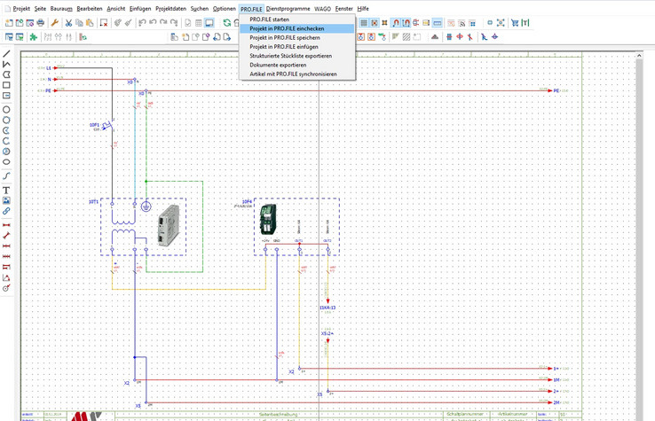 The EPLAN project is checked into the PDM system Pro.File via the connector.